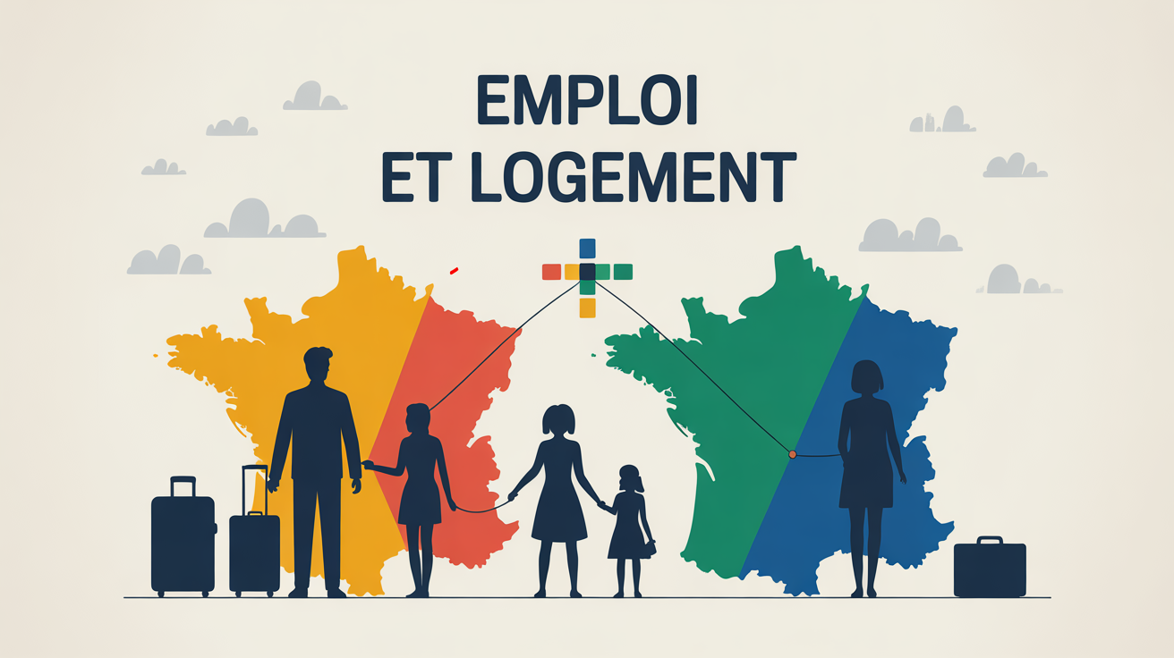 Emploi et logement changement de région Famille et carte de France pour emploi logement