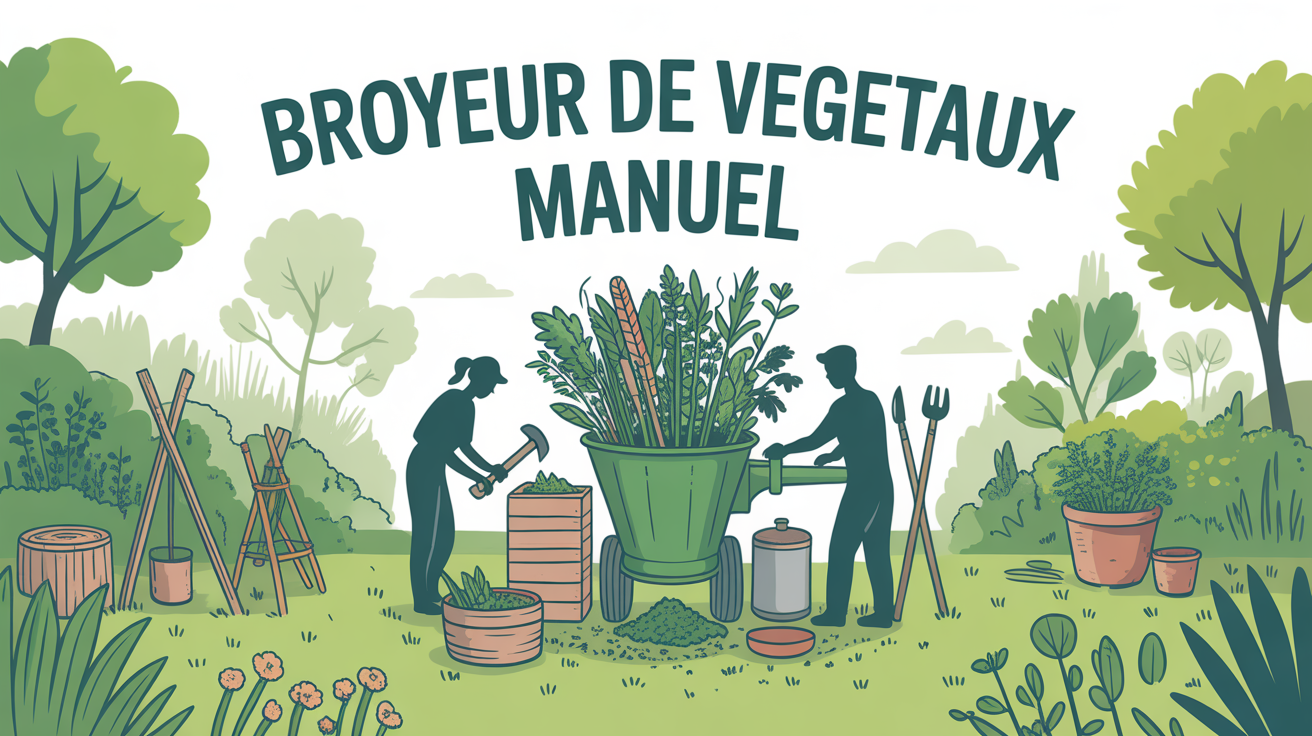 illustration broyeur de vegetaux manuel artisanal jardin