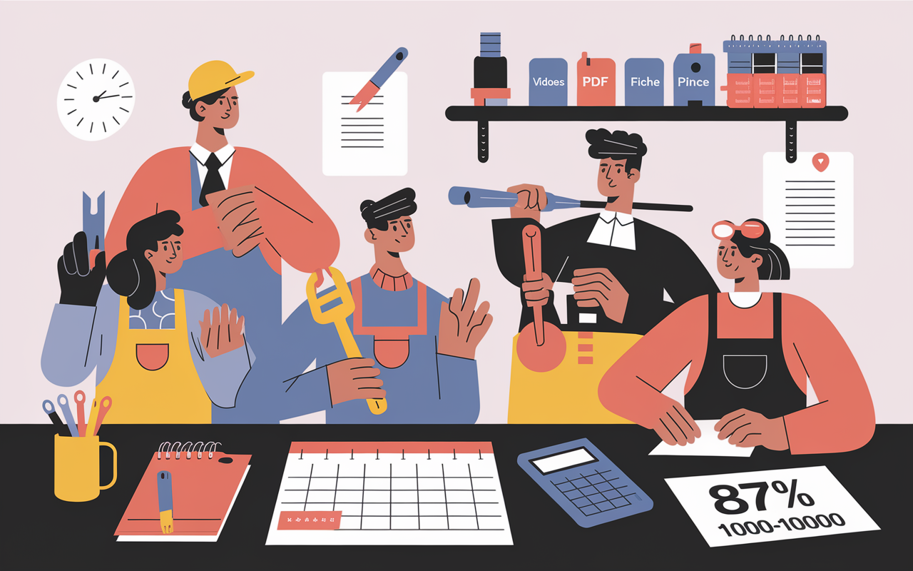 Salle atelier avec outils, supports cours bricolage économie