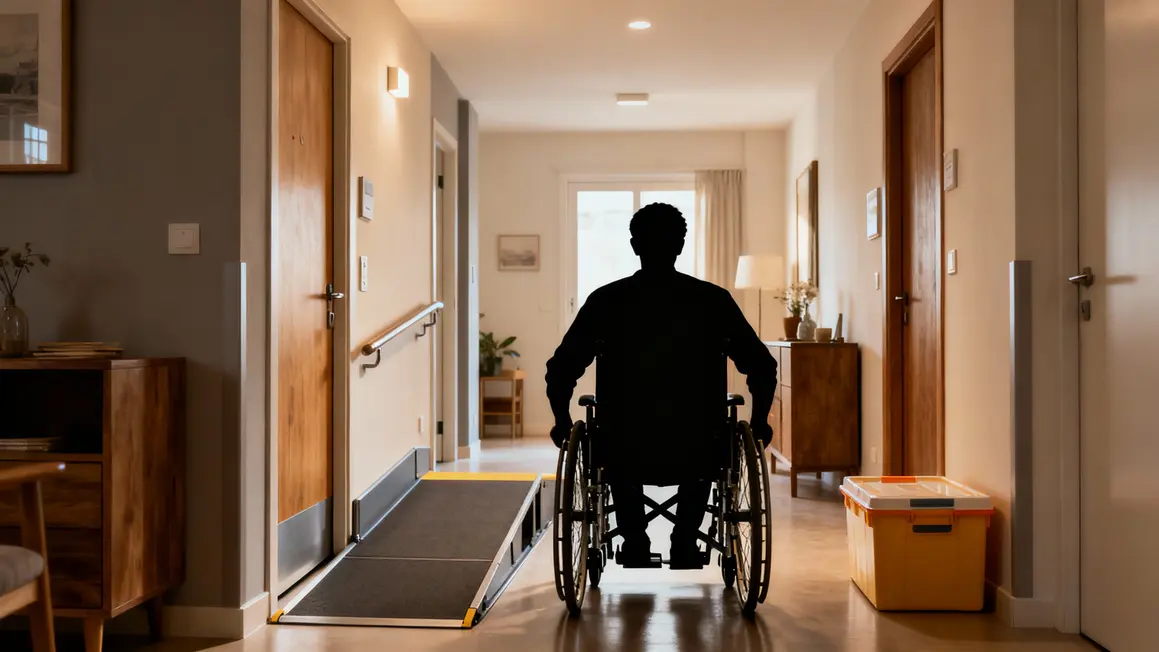 Débarras appartement handicapé circulation dégagée rampe