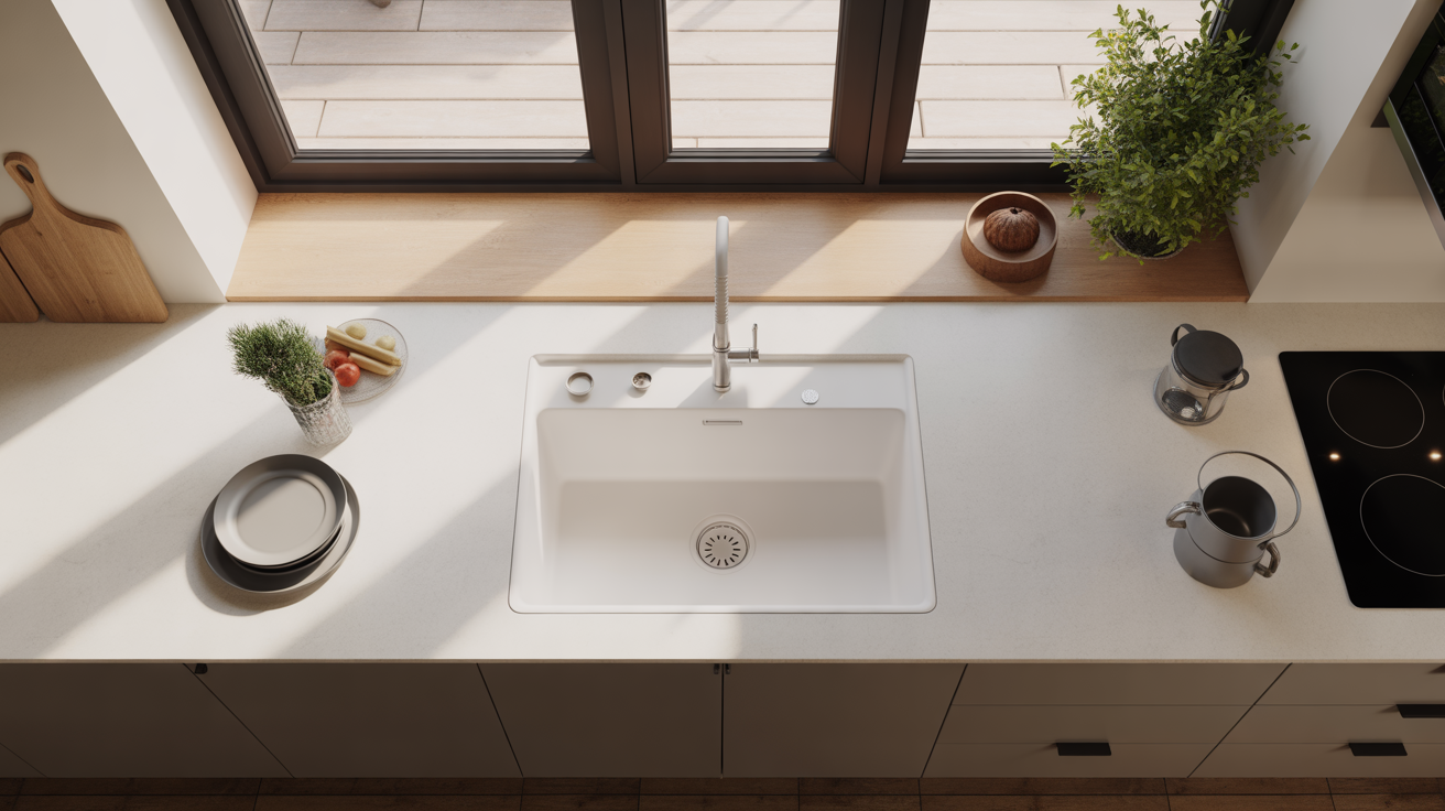 evier integre cuisine moderne plan de travail quartz evier integre quartz cuisine moderne vue dessus