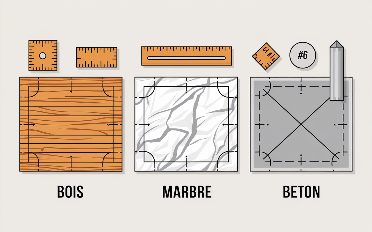 table comparaison feuille stratifie a coller bois marbre beton