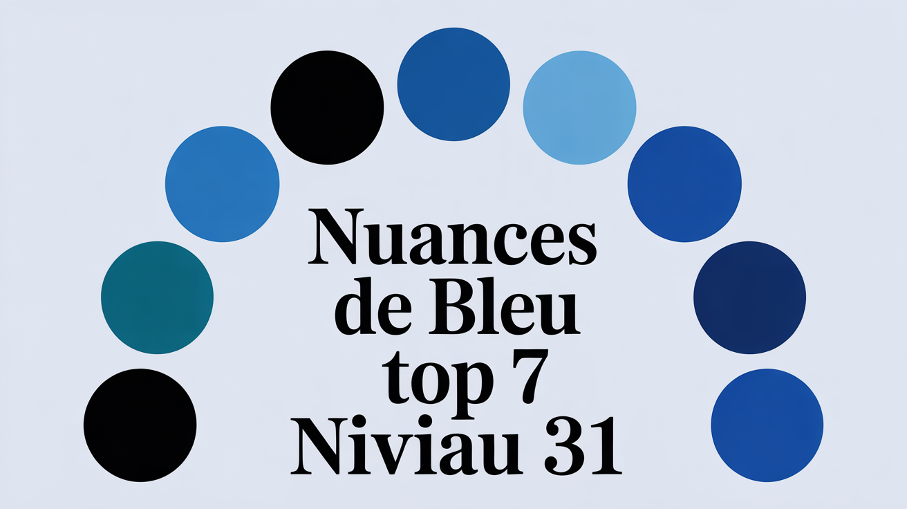 Nuances de bleu Top 7 niveau 31 illustration nuancier Nuancier graphique des sept nuances de bleu Top 7 niveau 31