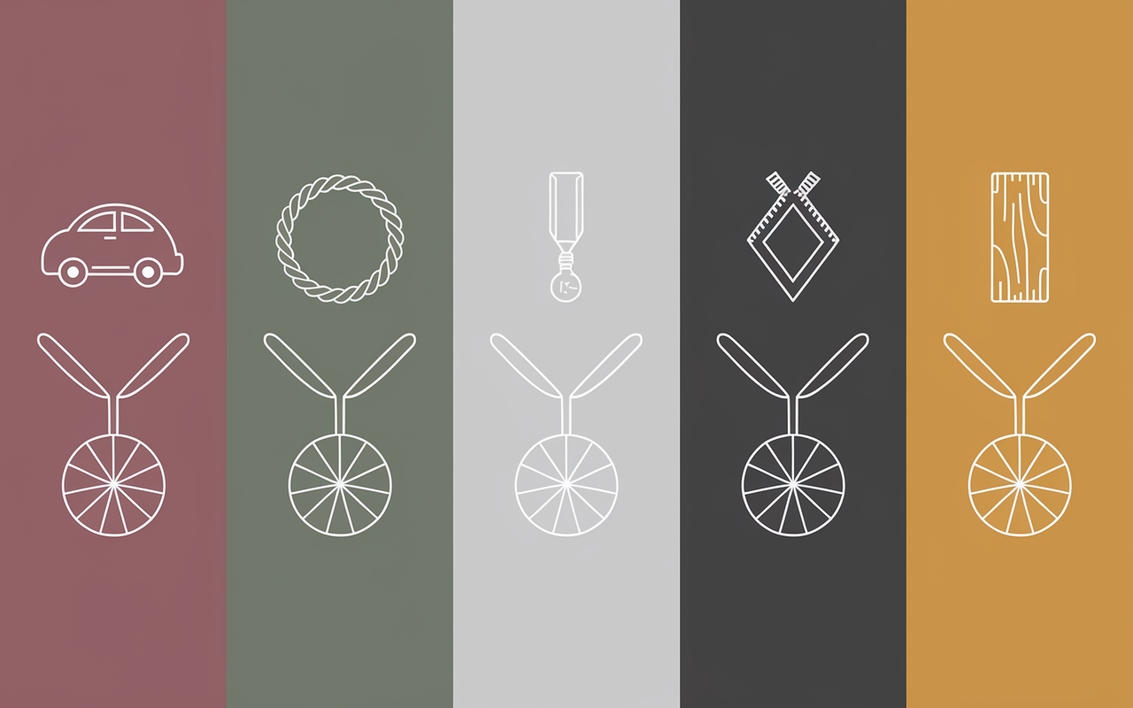 Cinq pates a polir couleurs symboles jante couteau bijou bois disque