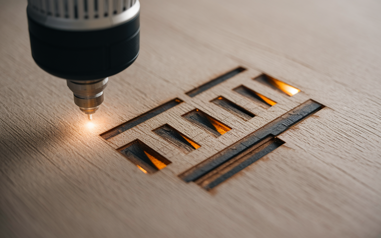Coupe technique placage bois CNC laser 0.6mm