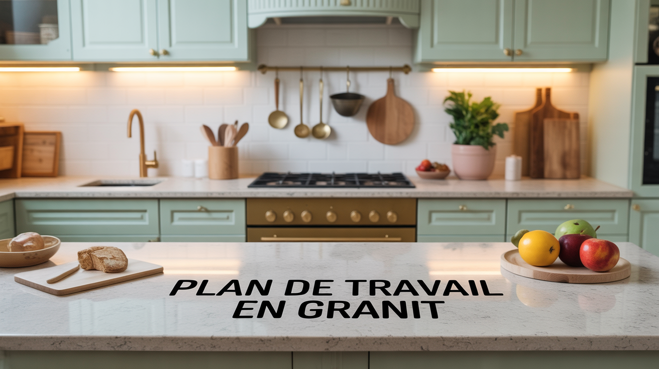 Plan de travail en granit moderne cuisine Cuisine lumineuse plan de travail granit
