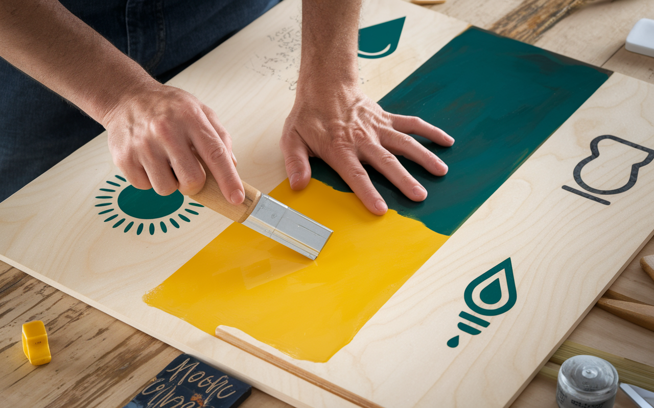 application huile vernis cire sur plan de travail bois