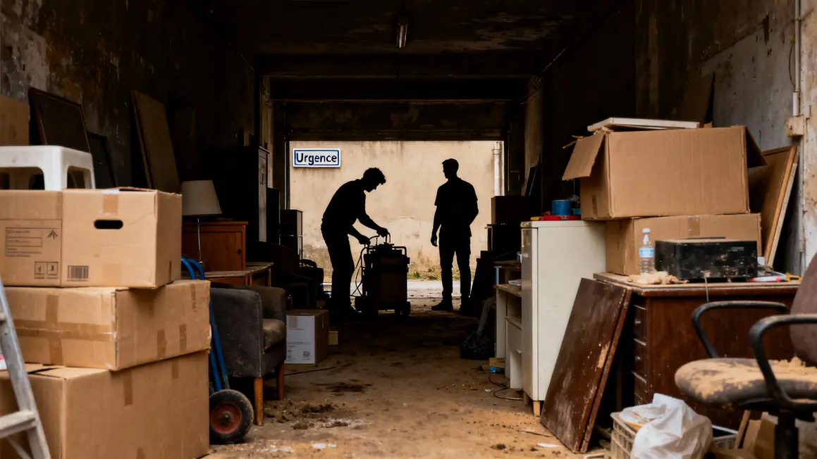 Cave grenier urgence meubles cartons passage bloque