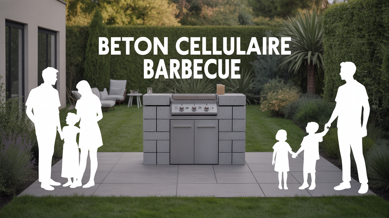 barbecue en beton cellulaire jardin scene familiale barbecue en beton cellulaire dans un jardin avec famille