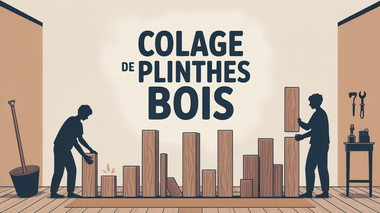 Collage plinthes bois piece familiale conviviale Collage plinthes bois mur neutre sol bois