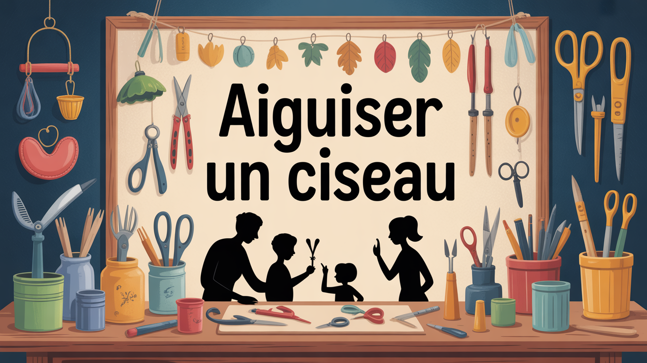 Scène atelier familiale comment aiguiser un ciseau