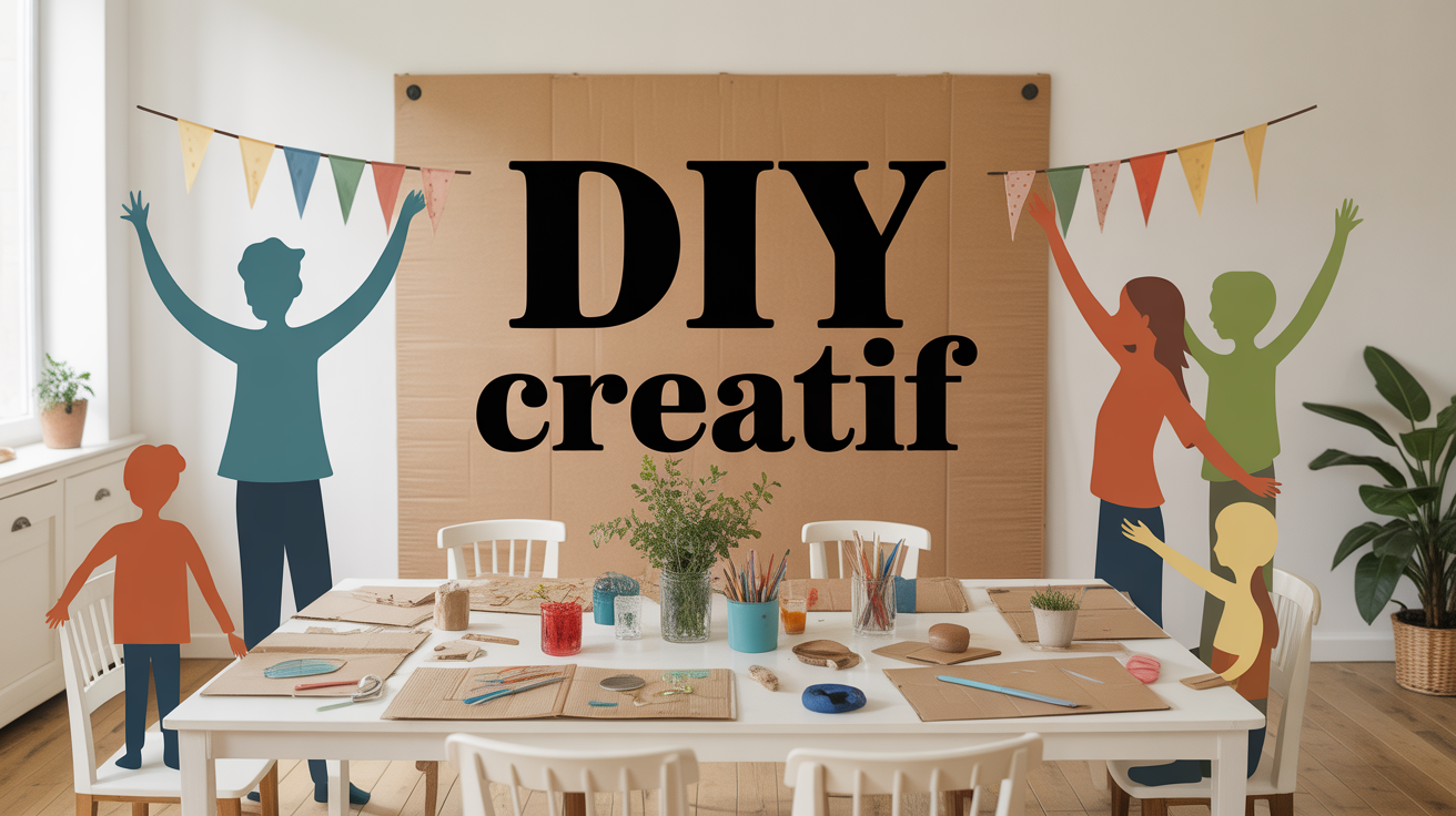 diy idées créatives table projets familiales ambiance joyeuse diy idées créatives famille bricolant sur une table
