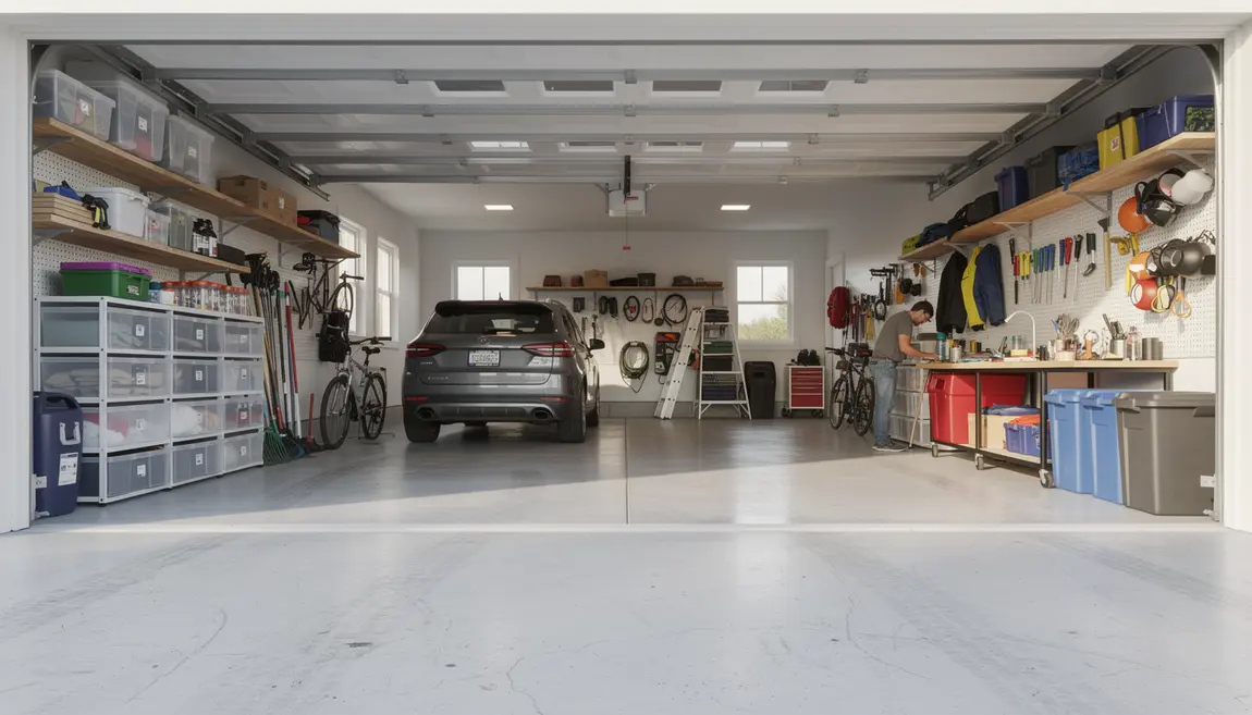 garage organise rangement optimal vue panoramique garage organise lumineux maximal rangement