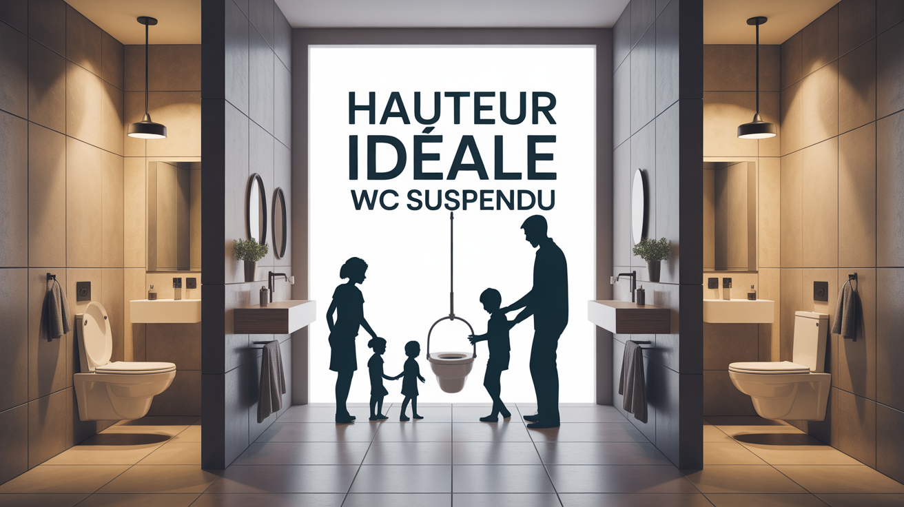 Hauteur wc suspendu salle de bain moderne Vue familiale autour d'un WC suspendu hauteur wc suspendu