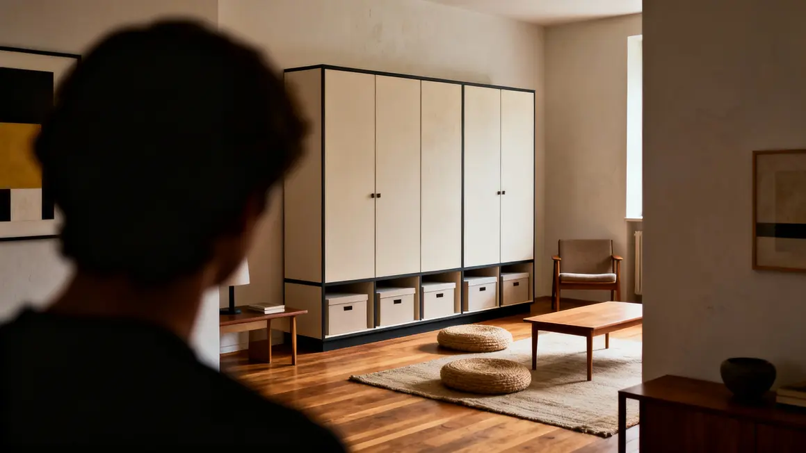 Piece epuree Bauhaus rangement ferme bois naturel