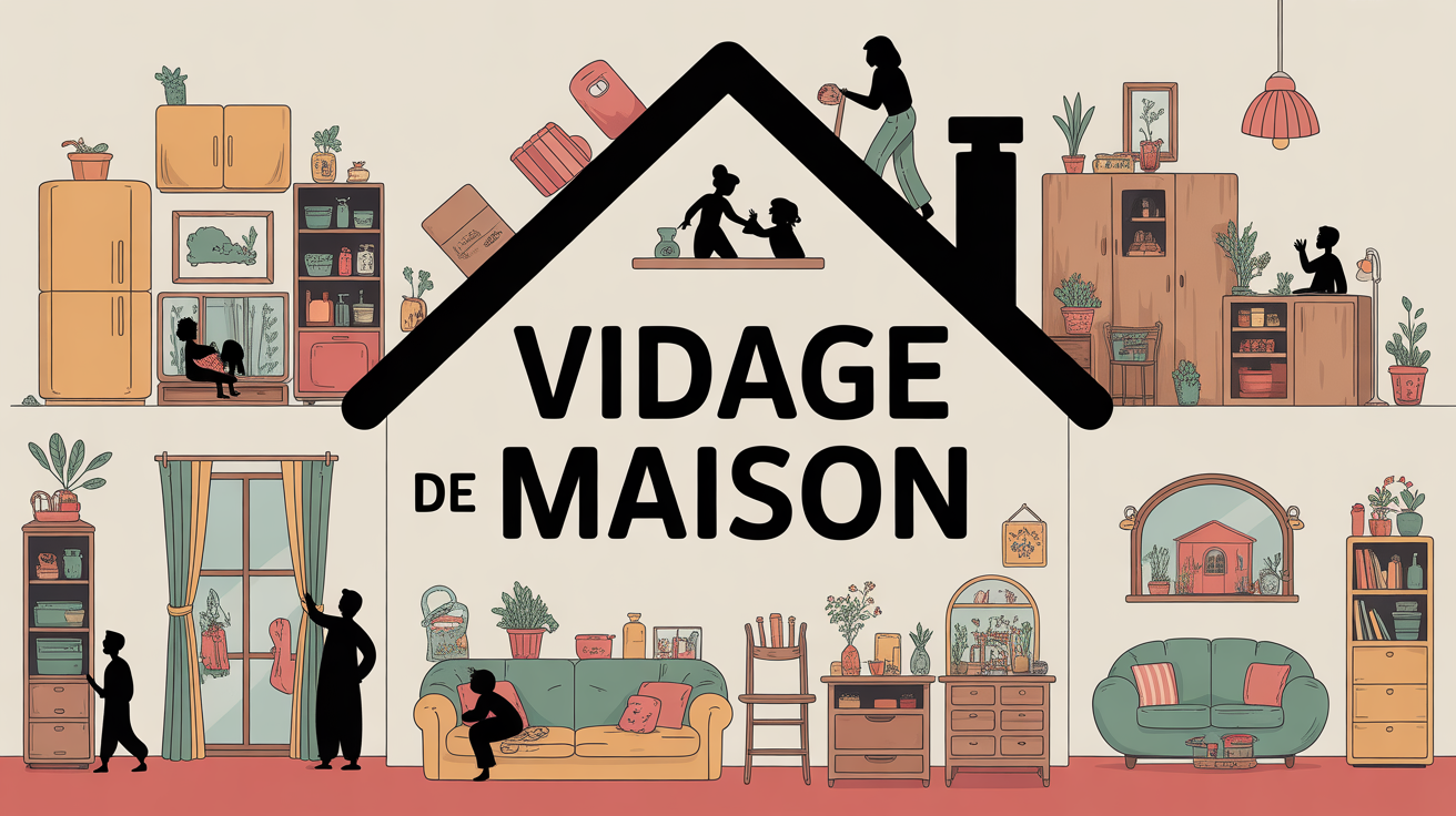 Vidage maison illustration famille et objets vidage maison famille et meubles
