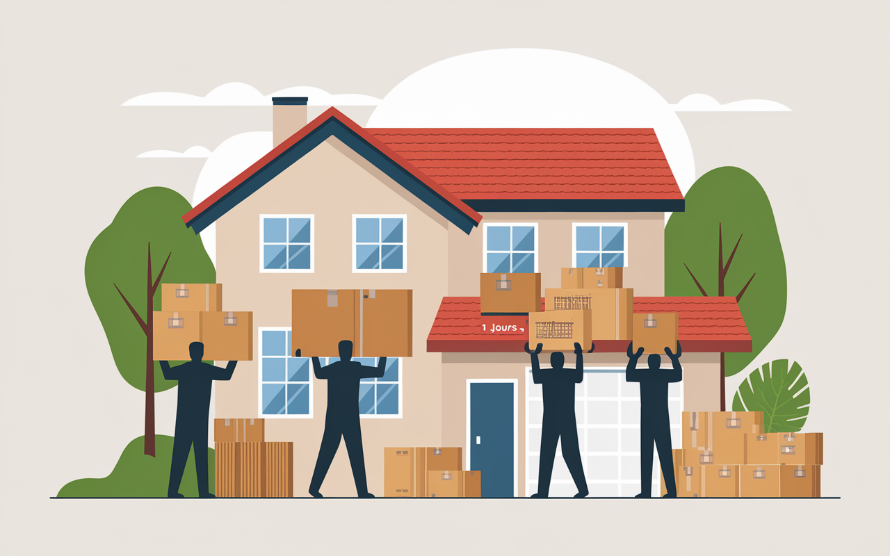 Equipe vide maison rapidement illustration