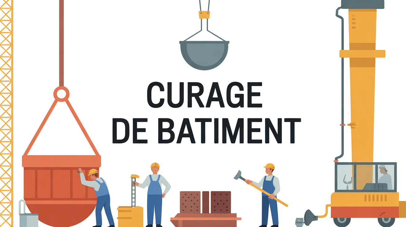 Curage batiment illustration chantier industriel Illustration curage batiment ouvriers chantier