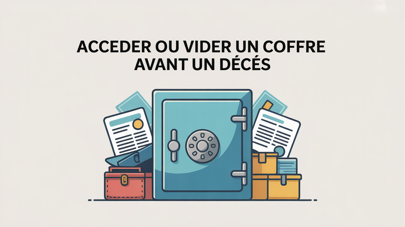 Vider coffre avant décès illustration coffre ferme Vider coffre avant décès illustration stylisée coffre